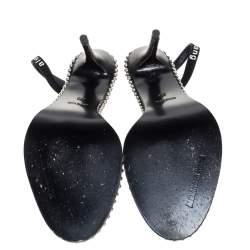 Alexander Wang Black Leather and PVC Studded Slingback Nova Sandals Size 38