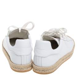 Alexander Wang White Leather And Jute Cap Toe Espadrilles Low Top Sneakers Size 37