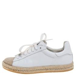 Alexander Wang White Leather And Jute Cap Toe Espadrilles Low Top Sneakers Size 37
