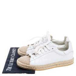 Alexander Wang White Leather And Jute Cap Toe Espadrilles Low Top Sneakers Size 37