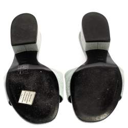 Alexander Wang Blue Denim Fabric Lou Open Toe Mules Size 38.5