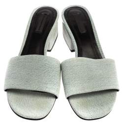 Alexander Wang Blue Denim Fabric Lou Open Toe Mules Size 38.5