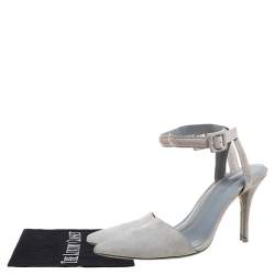 Alexander Wang Grey Suede Leather Lovisa Ankle Wrap Sandals Size 38.5