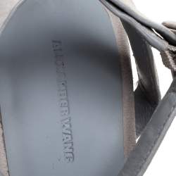 Alexander Wang Grey Suede Leather Lovisa Ankle Wrap Sandals Size 38.5