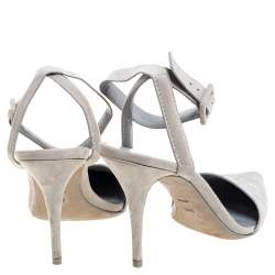 Alexander Wang Grey Suede Leather Lovisa Ankle Wrap Sandals Size 38.5