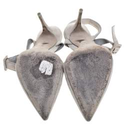 Alexander Wang Grey Suede Leather Lovisa Ankle Wrap Sandals Size 38.5