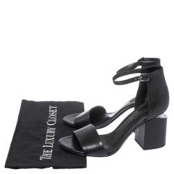 Alexander Wang Black Leather Block Heel Abby Sandals Size 37