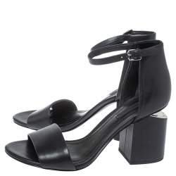 Alexander Wang Black Leather Block Heel Abby Sandals Size 37