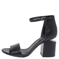 Alexander Wang Black Leather Block Heel Abby Sandals Size 37