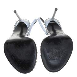Alexander Wang Grey Nova Studded Leather And Pvc Slingback Sandals Size 38.5