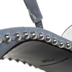 Alexander Wang Grey Nova Studded Leather And Pvc Slingback Sandals Size 38.5