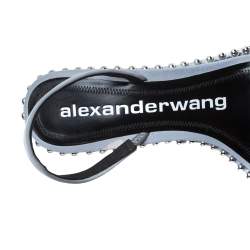 Alexander Wang Grey Nova Studded Leather And Pvc Slingback Sandals Size 38.5