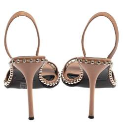 Pre Owned Alexander Wang Beige Leather Nova Studded Slingback Sandals Size 37.5