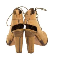 Pre Owned بوت للكاحل أليكساندر وانغ داكوتا جلد بني فاتح برباط مقاس 38