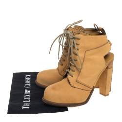 Pre Owned بوت للكاحل أليكساندر وانغ داكوتا جلد بني فاتح برباط مقاس 38