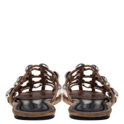 Alexander Wang Beige Suede Embellished Flat Sandals Size 40 