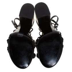 Pre Owned صندل أليكساندر وانغ ناديا مرصع قبة جلد أسود مقاس 41