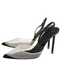 Alexander Wang Black/White Mesh And Suede Alix Slingback Sandals Size 37