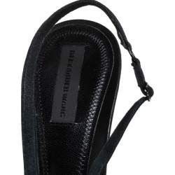 Alexander Wang Black/White Mesh And Suede Alix Slingback Sandals Size 37