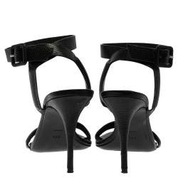 Pre Owned صندل ألكساندر وانغ ملتف حول الكاحل أنتونى جلد نقش سحلية أسود مقاس 38.5