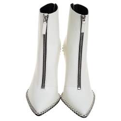 Pre Owned Alexander Wang  Off White Leather Ankle Boots Size 41