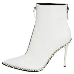 Pre Owned Alexander Wang  Off White Leather Ankle Boots Size 41