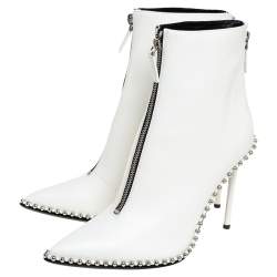 Pre Owned Alexander Wang  Off White Leather Ankle Boots Size 41