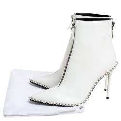 Pre Owned Alexander Wang  Off White Leather Ankle Boots Size 41