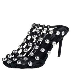 Alexander Wang Black Suede Embellished Sadie Mules Size 37