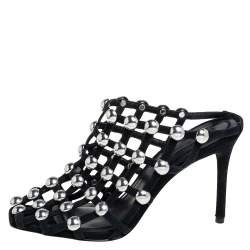 Alexander Wang Black Suede Embellished Sadie Mules Size 37