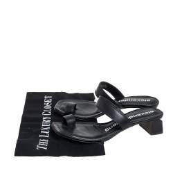 Alexander Wang Black Leather Ellis Toe Ring Slide Sandals Size 35