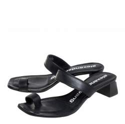 Alexander Wang Black Leather Ellis Toe Ring Slide Sandals Size 35