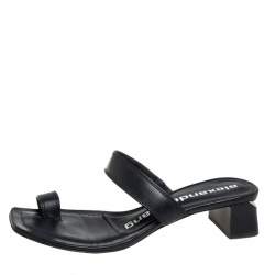 Alexander Wang Black Leather Ellis Toe Ring Slide Sandals Size 35
