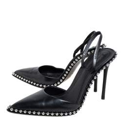 مملوكة مسبقًا صندل أليكساندر وانغ رينا جلد نوفا أسود مرصع بحزام كاحل مقاس 38