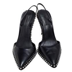 مملوكة مسبقًا صندل أليكساندر وانغ رينا جلد نوفا أسود مرصع بحزام كاحل مقاس 38