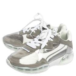 Pre Owned Alexander Wang Grey/White PVC, Suede And Leather Stadium Low Top Sneakers Size 38.5