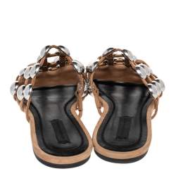 Pre Owned Alexander Wang Beige Suede Amelia Studded Flat Mules Size 37.5