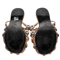 Pre Owned Alexander Wang Beige Suede Amelia Studded Flat Mules Size 37.5