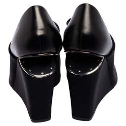 Alexander Wang Black Leather And Stretch Fabric Alla Wedge Pumps Size 38