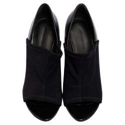 Alexander Wang Black Leather And Stretch Fabric Alla Wedge Pumps Size 38
