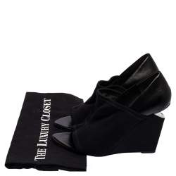 Alexander Wang Black Leather And Stretch Fabric Alla Wedge Pumps Size 38