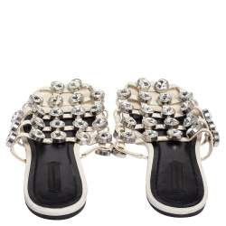 Alexander Wang White Leather Crystal Cage Amelia Flats Size 38