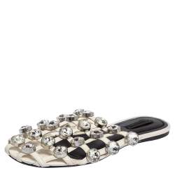 Alexander Wang White Leather Crystal Cage Amelia Flats Size 38