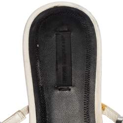 Alexander Wang White Leather Crystal Cage Amelia Flats Size 38