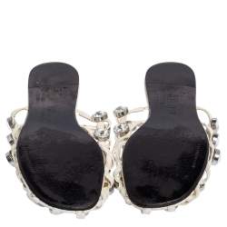 Alexander Wang White Leather Crystal Cage Amelia Flats Size 38