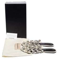 Alexander Wang White Leather Crystal Cage Amelia Flats Size 38