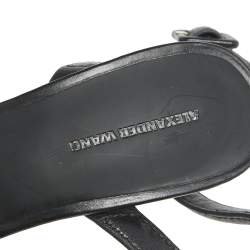 Pre Owned صندل اليكساندر وانغ ملتف حول الكاحل أنتونيا جلد أسود مقاس 37