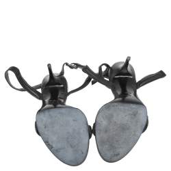 Pre Owned صندل اليكساندر وانغ ملتف حول الكاحل أنتونيا جلد أسود مقاس 37