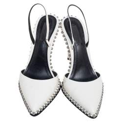 Alexander Wang White Leather Nova Studded Rina Slingback Sandals Size 37