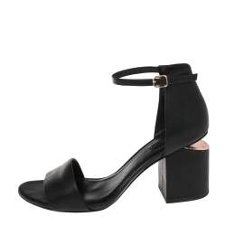Alexander Wang Black Leather Block Heel Abby Sandals Size 40.5